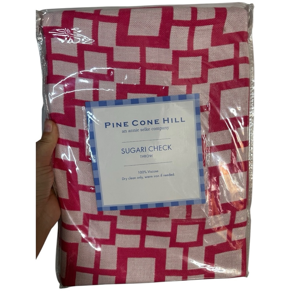 Pine Cone Hill Annie Selke Sugari Check Throw Blanket 50x70 
pink White New‎